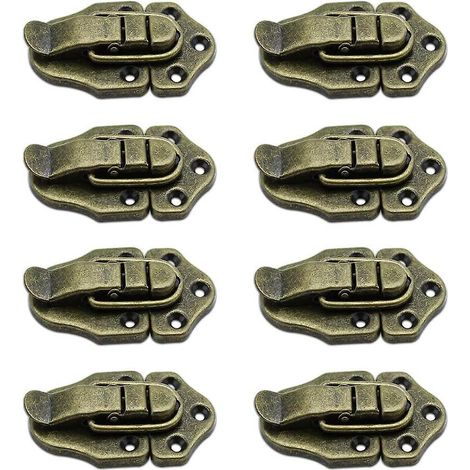 paquet De 8 Loquets De Botier De Verrouillage Boucle En Laiton Antique De Style Vintage - Bronze Pour Botes Outils Et Tuis De Voyage (1/5)