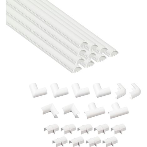 Kit Goulottes Cache Câbles Décoratives, Blanc, 10x40cm   Solution Pratique pour Gestion Câbles et Protection Murale. (1/5)