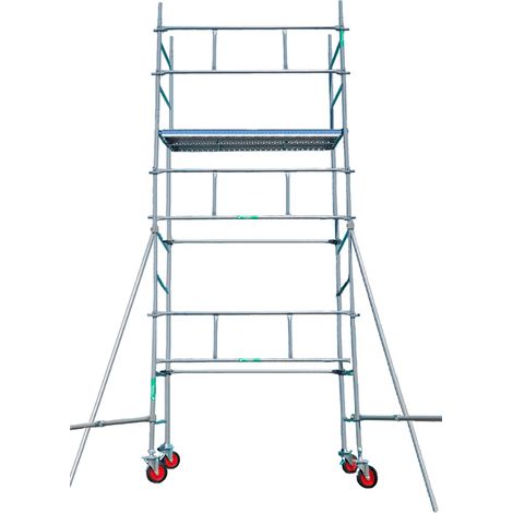 Echafaudages Stéphanois – Échafaudage roulant 6x2 m – Hauteur de travail 7 m – Largeur 0,80 m – 4 roues pivotantes avec freins – Conforme normes NF EN 12810-1 (1/4)