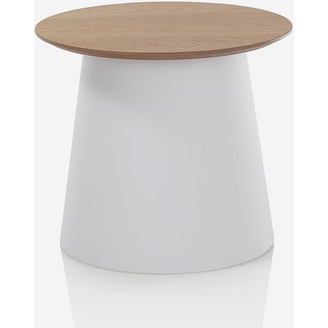 Tavolino da salotto rotondo con ripiano in mdf Marus - Bianco
