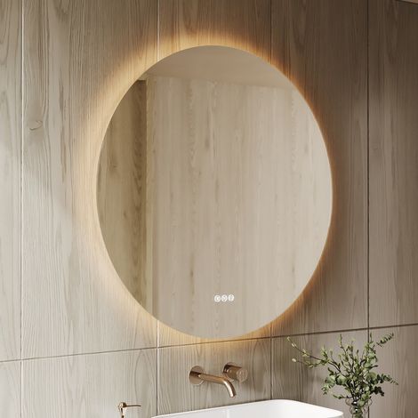 Miroir de Salle de Bain LED Rond avec Haut-parleur Bluetooth par DeerValley – Format 80x80cm, Rétroéclairé Dimmable, Antibuée et Incassable, 3 Températures de Couleur