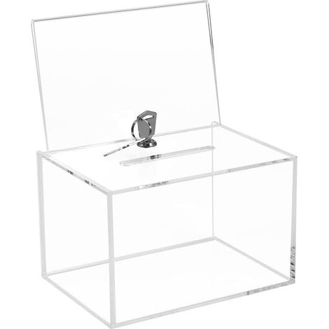 1 Boîte de don, Acrylique transparent, Serrure sécurisée, 2 Clés, Support pliable, Collecte de fonds