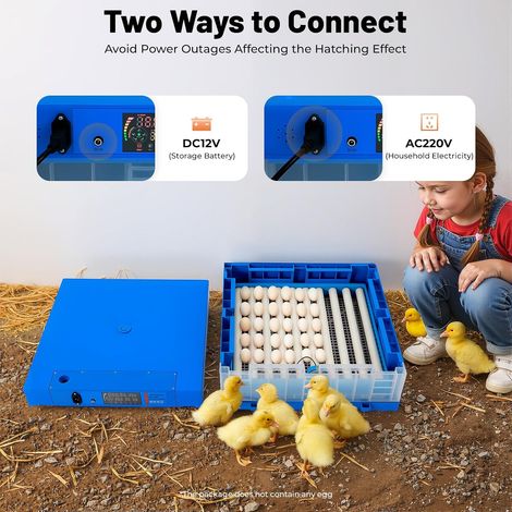 Incubateur entièrement automatique pour 64 œufs, avec rotation automatique, température et humidité réglables, pour œufs de poule, canard, œufs de caille, Convient aux adultes (1/5)