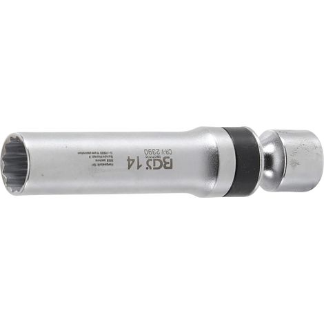 Zündkerzen-Gelenkeinsatz Zwölfkant mit Haltefeder  Antrieb Innenvierkant 10 mm (3/8")  SW 14 mm