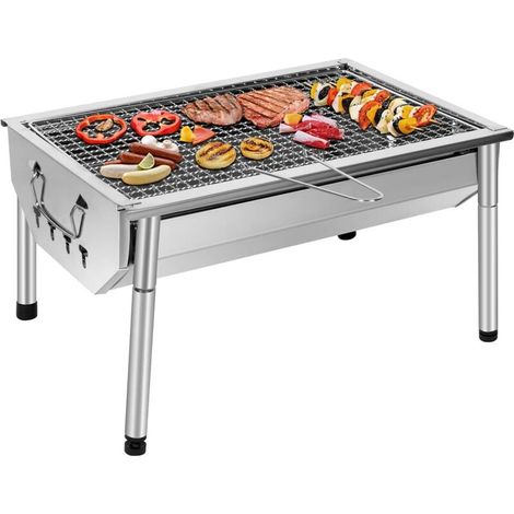 Barbecue - Charbon De Bois - Acier Inoxydable - Démontable - Portable - Pour Jardin Pique-Nique Camping - 40 x 28 x 21 5 Cm - 1 Unité (1/5)