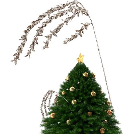 Branches de Sapin de Noël Branches et Tiges Guirlande à Paillettes Végétation De Noël Pour Artisanat Pour Décoration Fêtes Automne Table Extérieur Intérieur Cheminée Hiver Maison (1/5)