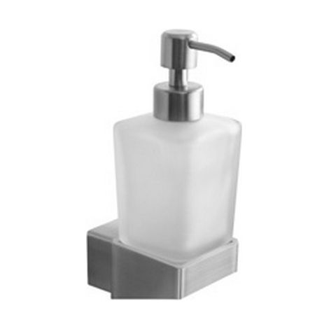 Dispenser di sapone sospeso in acciaio inox satinato e vetro opaco  NUEVO-S kamalu