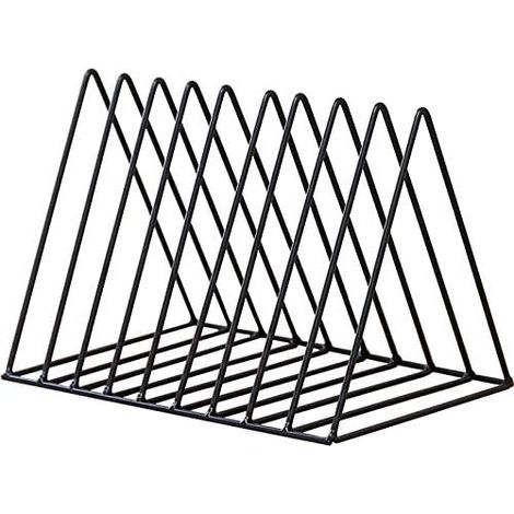Supports de dossiers triangulaires et porte-revues, 10 supports de journaux en métal en treillis, stockage de fichiers de magazines pour la décoration de bureau et de maison, noir (1/5)