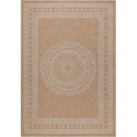 Tapis de salon Naturel aspect jute motifs géométrique Beige et Crème 140x200cm (1/5)