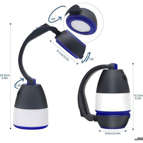 Lampe camping LED rechargeable - Banque d'énergie 5 modes éclairage - Camping urgence - 1500mAh (1/5)