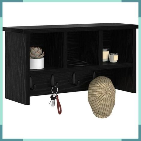 874308 Porte-manteau mural avec étagère Chêne noir 50 x 16 x 26 cm (1/5)