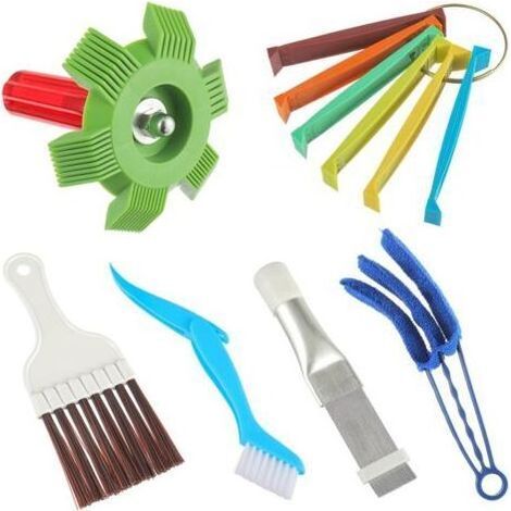 Ensemble de 6 pièces de nettoyage de climatiseur, peigne à cheveux à bascule pour climatiseur, outil de nettoyage de radiateur adapté à l'évaporateur de radiateur (1/5)