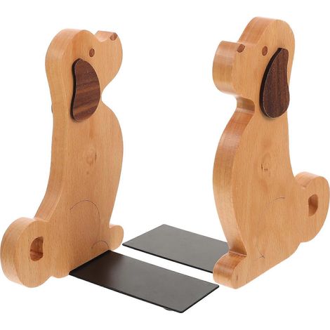 Lot de 2 serre-livres simples, décoratifs, en forme de chiot, en bois.-12.2X11.2X18CM (1/4)