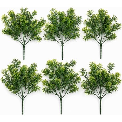 Pack of 6 x 32cm Artificial Fern Foliage Spray Stem Faux Green Decorative Fillers (1/5)