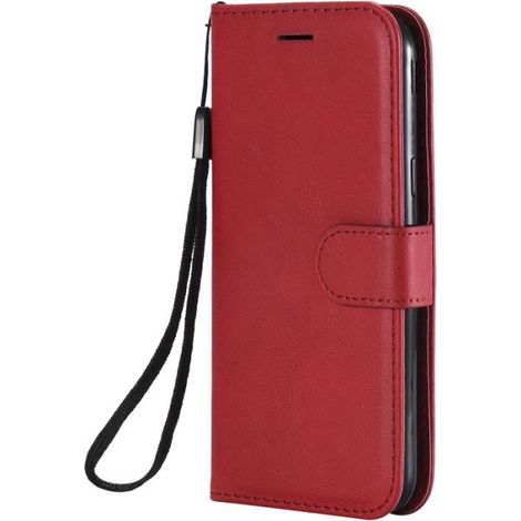 étui Pour Samsung Galaxy J3 2017 SM-J330F Portefeuille PU Cuir Stand Housse Magnétique Rouge Etui Coque Flip Skin Case Cover (1/4)