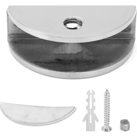 Fixation Verre Demi-Ronde - Support Fixation Douche 8-12mm - Acier Inoxydable Robuste - Pour Salle De Bain - Lot De 2 (1/5)