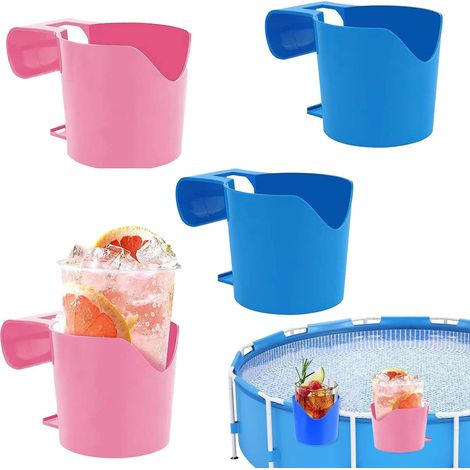 4 Pièces Porte Gobelet Piscine Hors Sol, Accessoire Piscine, Accessoires Piscine Hors Sol Porte-Gobelets de Piscine en Plastique, Bleu et Rose Porte-Gobelet au Bord de La Piscine (1/5)