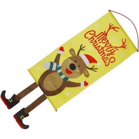 Weihnachtsflagge, dekorative vertikale Weihnachtsflagge, Wandbehang für Garten, Büro, Schule, Geschäft, Elch (1/5)