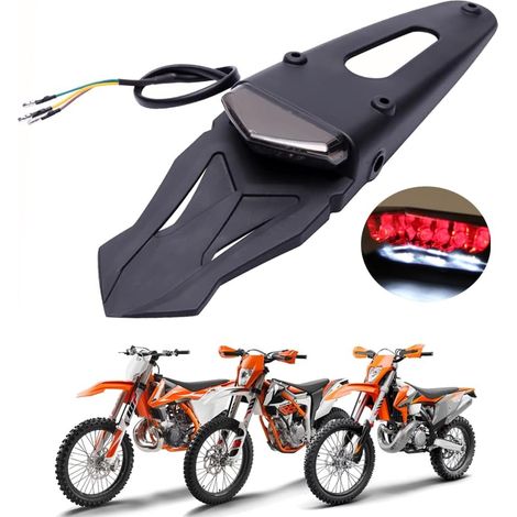Moto Dirt Bike Fender Feu arrière, Moto LED Frein Feux avec Support pour Off-Road SMR 690 CR EXC WRF 250 450 125SX XR DRZ KLX KMX WR125 (1/5)