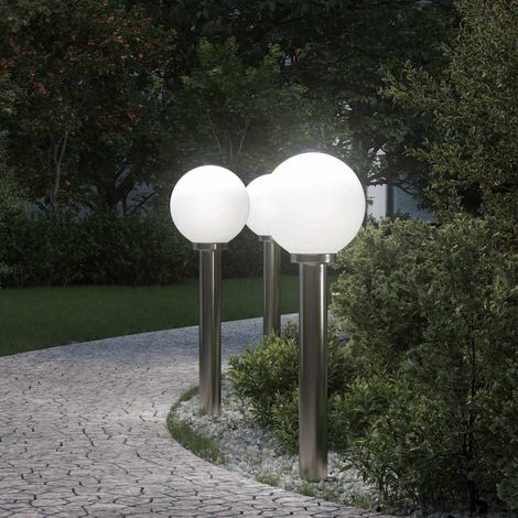 Lampioni a palo 3 pz 80 cm Acciaio Inox IP44 vidaXL (1/5)