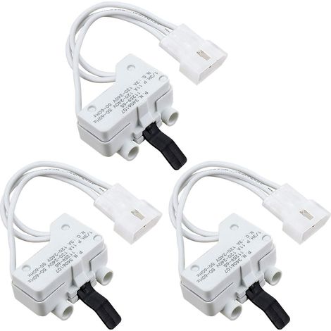 3406107 WP3406107 Interrupteur de porte de séchage par 3PCS-Convient aux séchages Whirlpool Maytag Kenmore AED4475TQ1 MEDC400VW0 AGD4475TQ1 NED4700YQ1 NED4600YQ1 WED4800XQ0-Remplace AP6008561 3405100 (1/5)
