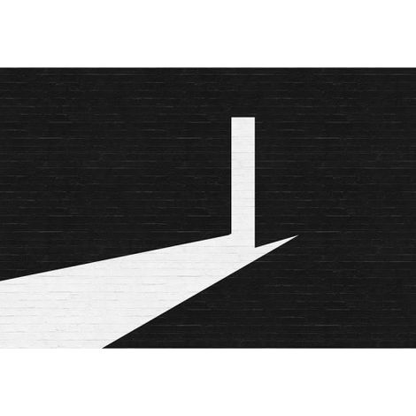Papier peint panoramique moderne noir & blanc Tapisserie panoramique salon avec fond brique Papier peint panoramique design motif porte pour chambre (1/3)