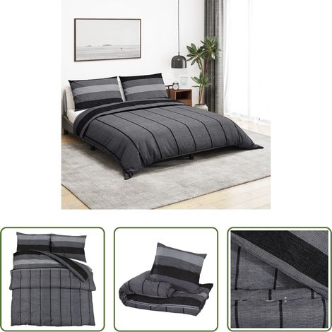 vidaXL Housse de couette 100% coton - Ensemble de housse de couette gris foncé 260x240 cm Coton (1/5)
