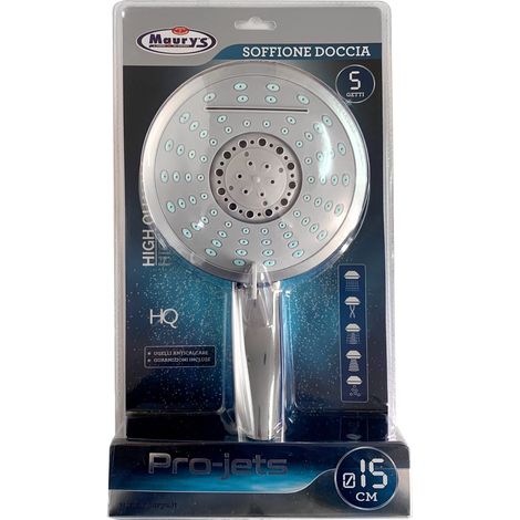 MAURY'S SOFFIONE PER DOCCIA MULTIFUNZIONE 5 FUNZIONI 15 CM (1/2)