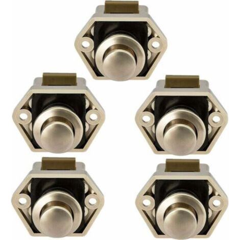 Bouton Poussoir Camping Car - Loquet Serrure Bouton Fermeture Porte Placard pour RV Caravane de Moteur 5 pièces (Nickel)