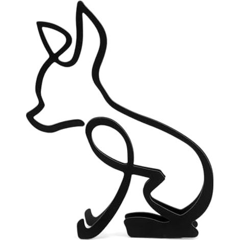 Sculpture murale minimaliste en métal avec motif géométrique abstrait en fil métallique pour dessin de chien, décoration murale minimaliste pour salon (chihuahua) (1/5)