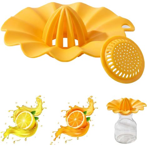 Presse-agrumes, Presse-citron Manuel, Presses-Orange en Plastique avec Design Conique pour Citron Orange Lime Jus de Fruits Ustensile de Cuisine, Jaune (1/5)