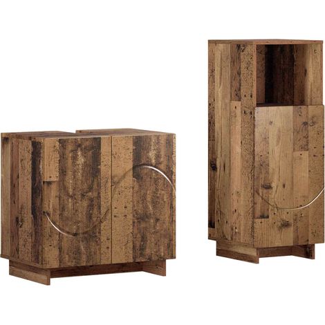 Badezimmerschrank-Set 2 stk. Altholz Holzwerkstoff vidaXL (1/5)