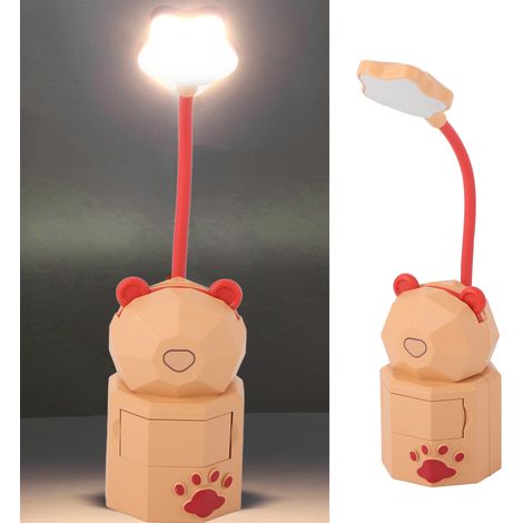 Lampe de bureau flexible universelle à motif dessin animé, rechargeable par USB, avec protection des yeux, idéale pour la lecture et l'apprentissage des étudiants. Elle offre un rangement créatif et s (1/5)