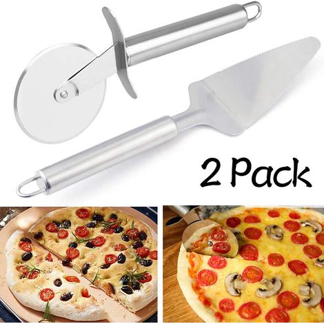 Kit de roulette à pizza en acier inoxydable avec spatule (1/5)