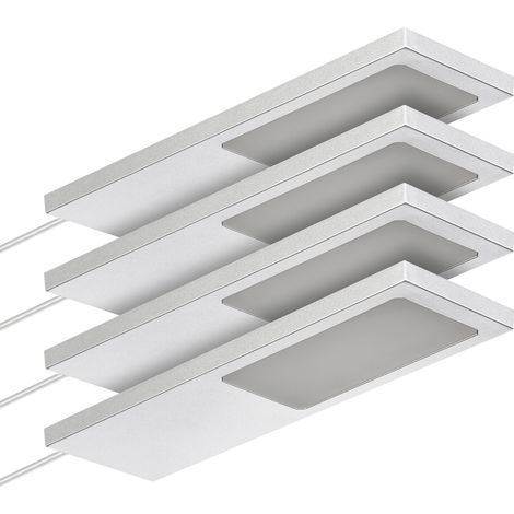 SOTECH LED-Möbelleuchte GIULIA II ohne Sensor silbergrau, 2700K warmweiß inkl. Trafo & Verteiler, 4er Set