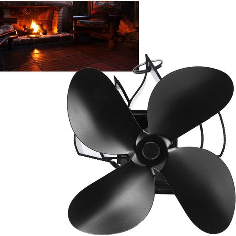 Ventilateur de cheminée, ventilateur thermique, chauffage au poêle à pétrole, poêle à bois, ventilateur thermique auto-générateur, noir (1/5)
