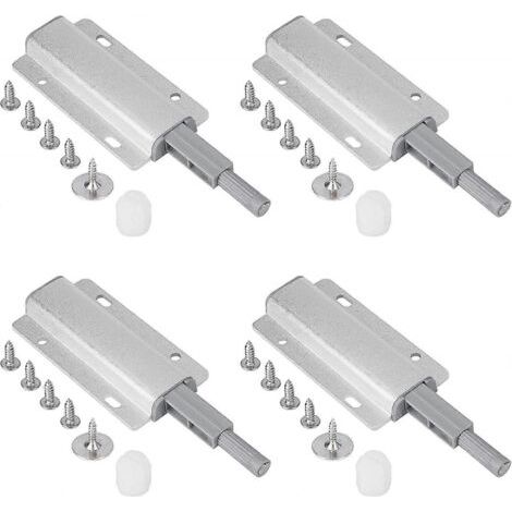 Lot de 4 loquets magnétiques pour ouvre-porte à pousser, ouvre-porte à pousser pour ouvrir, aimant pour ferme-porte magnétique à loquet à pousser (argent) (1/5)