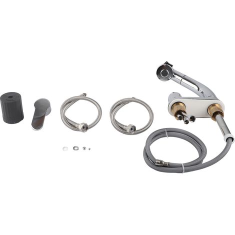 Robinet de Lavabo Évier Extensible Rotatif avec Douchette G1/2 pour Eau Chaude et Froide (1/5)
