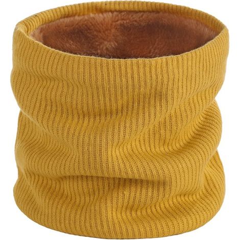 Cache-cou, écharpe chauffe-cou d'hiver, coupe-vent, élastique, doublure en maille douce et épaisse, 21 x 24 cm, jaune (1/5)