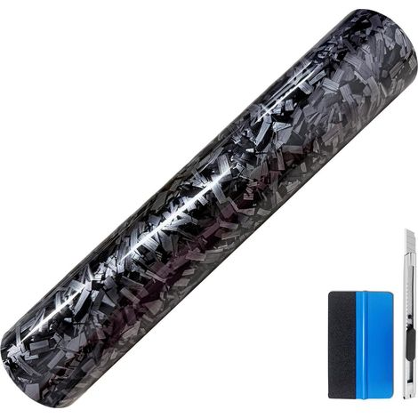 Vinyl-Klebefolie geschmiedete Carbon-Optik blasenfrei 30x300cm Schwarz-Silber (1/5)