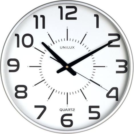 Unilux Reloj de Pared silencioso con Esfera Grande Maxi Pop, 38 cm, Color Gris Metalizado