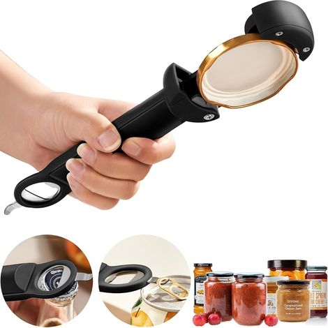 Ouvre-boîte acier inoxydable 3 en 1 noir 9.5 cm 5 à 9 (1/4)