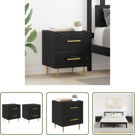 vidaXL Rangement - Cabinet de chevet 2 pcs Chêne noir 40 x 35 x 47,5 cm (1/5)
