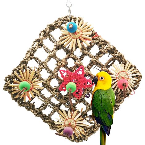 Jouets pour oiseaux Jouets muraux pour la recherche d'herbes marines Jouets pour ronger les perroquets Filets d'escalade (1/5)