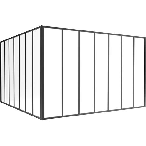 Verrière d'angle d'atelier en aluminium thermolaqué noir 210 x 210 x 130 cm (L x l x H) – BAYVIEW