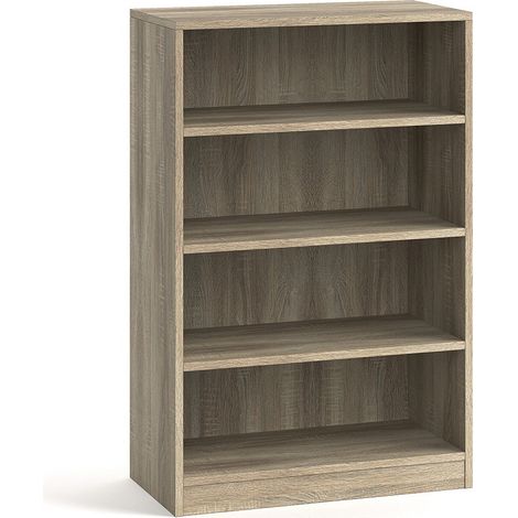 Bibliothek breit im Design mit 3 Regalen, Farbe helles Eichenholz, Kollektion TOLLY