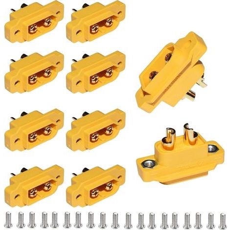 Packung mit 10 XT-60 XT60E XT60E-M 2-poligen Einbausteckern mit Schrauben für den Anschluss von Lipo-Akkus an RC-Drohnen (1/5)