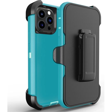 (Vert Teyro, iPhone 13 Pro Max) Coque de téléphone, bordure souple, avec clip pour dragonne, coque de protection rigide. (1/5)