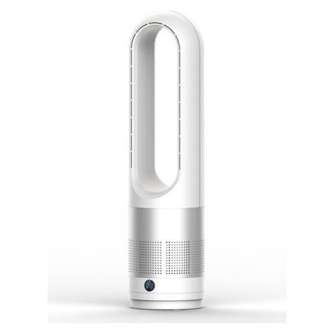 Ventilateur tour silencieux sans pales, avec télécommande, 8 vitesses, oscillation à 80°, minuterie, affichage LED, convient pour chambre et bureau, blanc (1/5)