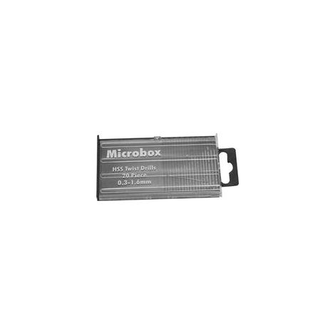 20-teiliges Mini-Mikro-HSS-Mikrobohrer-Set, Microbox HSS-Bohrer-Set 0,3 mm–1,6 mm mit Koffer für Holz und Kunststoff